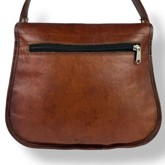 Komal’s Passion Leather Saddle Bag Crossbody Buffalo Leather Rustic Handmade - Picture 6 of 13